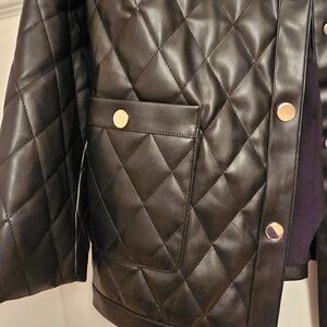 Anne Klein Black Faux Leather Jacket with Glossy Finish